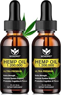 Hemp Oil Drops, 100% Natural Extract, 1 Fl Oz (2 Pack)